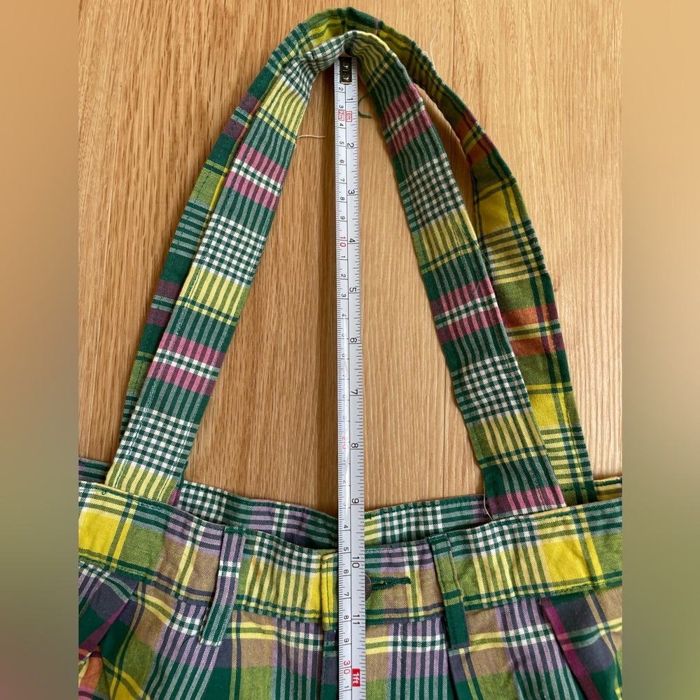 Handmade plaid shoulder bag purse made out of Gap pants preppy unique - Picture 8 of 10